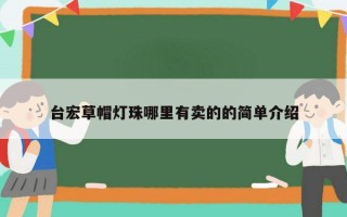 台宏草帽灯珠哪里有卖的的简单介绍
