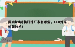 国内led封装灯珠厂家有哪些，LED灯珠封装技术！