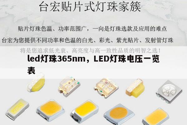 led灯珠365nm，LED灯珠电压一览表-第1张图片-led灯珠, 贴片led灯珠, 直插led灯珠, 大功率灯珠, 3528灯珠, led灯珠厂家广东台宏光电科技有限公司 服务热线400-689-8189