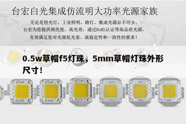 0.5w草帽f5灯珠，5mm草帽灯珠外形尺寸！-第1张图片-led灯珠, 贴片led灯珠, 直插led灯珠, 大功率灯珠, 3528灯珠, led灯珠厂家广东台宏光电科技有限公司 服务热线400-689-8189