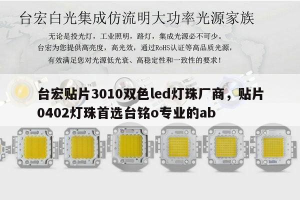 台宏贴片3010双色led灯珠厂商，贴片0402灯珠首选台铭o专业的ab-第1张图片-led灯珠, 贴片led灯珠, 直插led灯珠, 大功率灯珠, 3528灯珠, led灯珠厂家广东台宏光电科技有限公司 服务热线400-689-8189