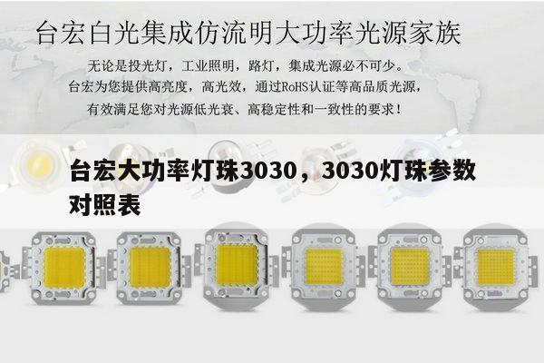台宏大功率灯珠3030，3030灯珠参数对照表-第1张图片-led灯珠, 贴片led灯珠, 直插led灯珠, 大功率灯珠, 3528灯珠, led灯珠厂家广东台宏光电科技有限公司 服务热线400-689-8189